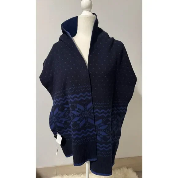 Banana Republic NWT blue snow flake polka dot print scarf wool cotton blend